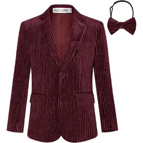 GRACE KARIN Boys Velvet Blazers Slim Fit Suit Jacket Formal Blazer for Party Prom（5-12Y）