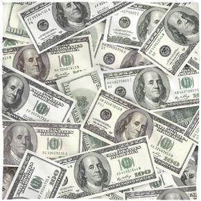 Hundred Dollar Bills Bandana (White, 22x22)