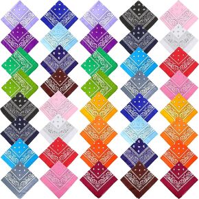 40 Pcs Bandanas Bulk Paisley Bandanas Multicolor Cowboy Bandanas Pack for Men Women Kids Western Cowboy Party Supplies, 20 Colors