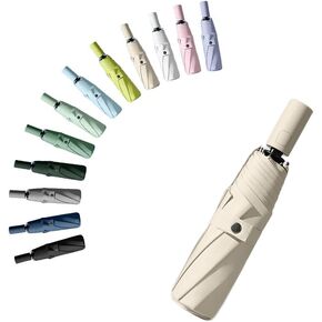 Travel Folding Umbrella Automatic Open/Close Handle Coating Layer Fabric Blocking/Portable Golf/Car Compact Umbrella/Lightweight Small Backpack/Rain Sun Anti UPF 50 UV Protection 99.9% /Men Women Kids