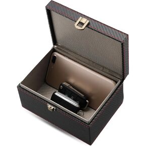 1 PC Faraday Box Car Key Protector, Carbon Fiber Pattern Anti-RFID Information Scanning Anti-GPS Positioning Box, Signal Blocking Shielding Key Box, for Most Car Keys (Black)