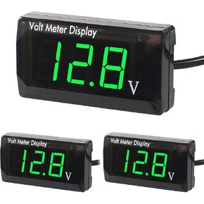 3pcs DC 12V Car Digital Voltmeter Gauge DC 5-28V Waterproof LED Display Voltmeter Power Energy LED Voltage Volt Meter for Car Motorcycle Battery Voltage Monitor (Green) in Kuwait