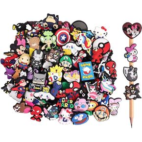 100PCS Mixed Anime Cartoon Pencil Toppers - Kawaii Pen Charms for Boys and Girls, Cute Classroom Rewards and Prizes for Students, Pencil Decorations for School Supplies, Kids Incentives