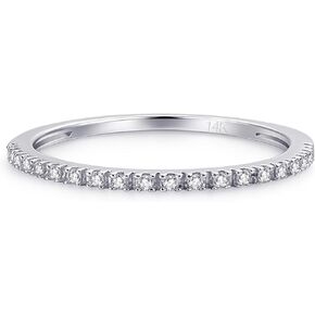 14K Solid Gold Moissanite Wedding Bands for Women, 1.5mm Moissanite Stacking Rings, 14K Gold Eternity Bands for Women