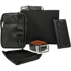 Genuine Leather Gift Sets for Men Gifts for Men -Long Wallet belt Fanny Pack Gift for Him Gift for Husband Gift for Father Gift for Teacher Gift for Boyfriend Birthday Gift for Men, Black