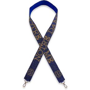 Indiana Beaded Purse Strap Navy Blue and Gold College Game Day Clear Handbag Replacement Strap Stadium Football University 49" Gold Hardware Clips for Bag Sports