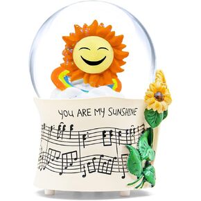 Sunflower Music Box Sunshine Gift, Birthday Anniversary Christmas Valentine Snow Globe Gift for Daughter Wife Girlfriend Women, Sunflower with Light Play You are My Sunshine