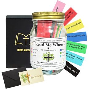 Bible Verse Jar,Bible Verses in a Jar for Emotions and Feelings,Read Me When Bible Verses Jar, Christian Bible Gifts Prayer Jar,The Hope Jar Bible Verses,Best Christian Bible Gifts Bible Jar