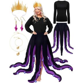 6 Pcs Women Octopus Costume Halloween Inflatable Octopus Dress Octopus Witch Costume for Adult Women Halloween Cosplay