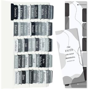 Black & Grey Bible Tabs for Men/Women/Kids, Laminated Catholic Bible Index Tabs, Bible Study Journaling Supplies, Large Print for Old and New Testament, with 19 Blanks, Tear-Resistant & Waterproof