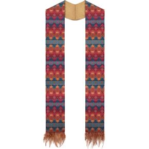 Endea Graduation Native American Stole With Feather-Tipped Fringes - Unisex - 90" Multicolor