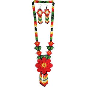 Handmade beaded Native native american style huichol glass seed bead Necklace Collar de cuentas nativas al estilo mexicano de los artesanos regalos para mujeres