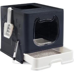 Suhaco Cat Litter Box Enclosure with Lid Hidden Covered Kitten Litter Box Top Entry Kitty Litter Boxes (Black)