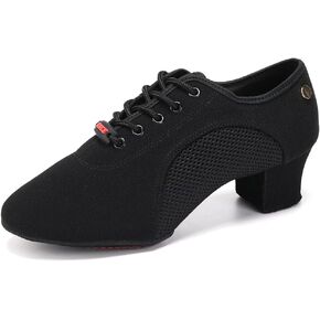 JUODVMP Women's Ballroom Dance Shoes Closed-Toe 2 inch Heel Split-Sole Salsa Professional Practice Shoes Low Heel Dance Shoes