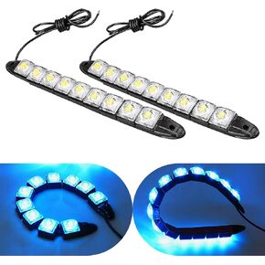 2 PCS LED Car Daytime Running Strip Lights Kit, Super Bright IP67 Waterproof Vehicle Fog Lamp, Universal 12V Flexible High Power Automotive Clearance Light for Truck SUV Car (White)