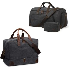S-ZONE Mens Canvas Travel Duffel Bag with Carry On Garment Bag with Toiletry Bag