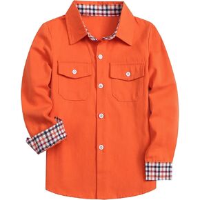 SANGTREE Mens & Boys Long Sleeve Button Down Shirts with Double Chest Pockets, US 3 Months - Adult 4XL