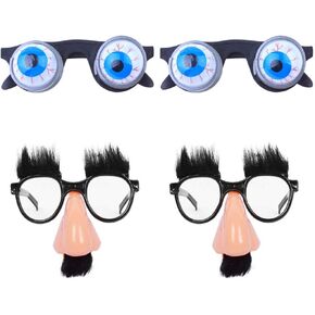 Toyvian 4 Pcs goo goo Glasses Halloween Eyewears Quirky Big Nose Spring Funny Party Glasses Prank Eyeglasses for Cosplay Springy Eyeball Glasses Props
