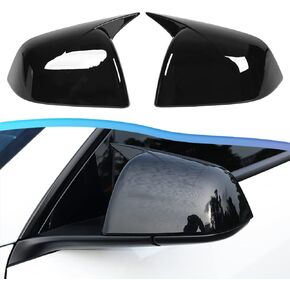 Side Door Mirror Cover Caps Compatible with Tesla Model Y 2020-2023 Cow Horn Style Replacement for Door Rearview Mirror Cover Cap (Gloss Black)