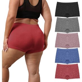 R RUXIA Women's Boyshort Panties Plus Size Boyshorts Underwear for Women Stretch Boxer Briefs 5 Pack