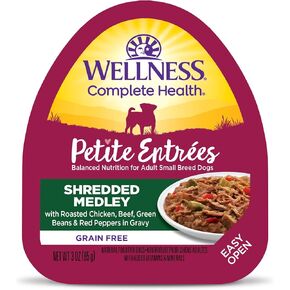 Wellness Natural Pet Food 3 Oz Grain Free Natural Wet Small Breed Roasted chicken, beef, green beans & Red Peppers. (12 Pack), One Size