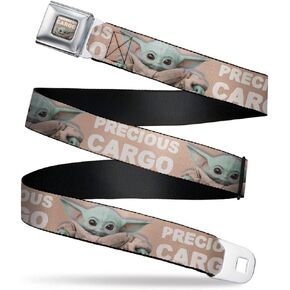 Star Wars Belt, Seatbelt Buckle Belt, Star Wars The Child Sitting Pose Precious Cargo Tan White, Adjustable