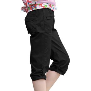 Girls Shorts for Kids Cotton Elastic Waist with Cargo Pockets