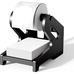 Label Holder, Thermal Label Holder for Rolls and Fan-Fold 4x6 Labels, Shipping Desktop Label Printer Accessory Supplies for Home, Office Sticker Dispenser for Holographic (Black)