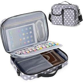 LUXJA Bible Cover with Detachable Pen Slots and Multiple Pockets, Bible Cover Case for Women with Shoulder Strap and Handle (Patent Pending), Polka Dots
