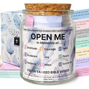 Bible Verse Jar, Christian Gifts for Women Men, Bible Verses for Emotions and Feelings, Daily Scripture Prayer Hope Jar, Bible Journaling Kit