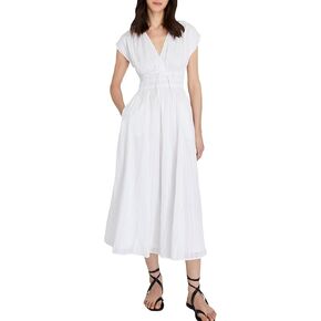 Club Monaco Women's Tie Front Flutter Sleeve Midi Dress