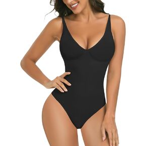 Shapewear Bodysuit Tummy Control Deep V Neck Seamless Butt Lifting Body Shaper for Women