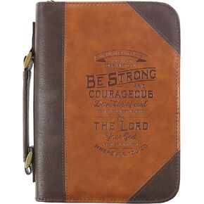 Christian Art Gifts Classic Bible Cover Do Not Be Afraid Joshua 1:9 Faux Leather, Toffee/Brown, XL