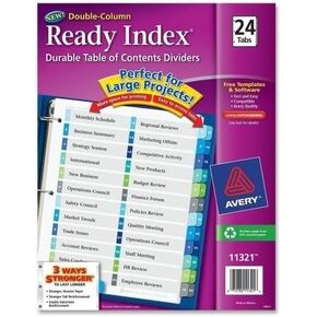 Avery® Ready Index® 20% Recycled Double-Column Table of Contents Dividers, 24-Tab