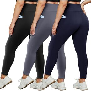 HLTPRO 3 Pack Plus Size Leggings for Women(X-Large - 4X)- High Waist Stretchy Soft Pants for Workout Running Yoga