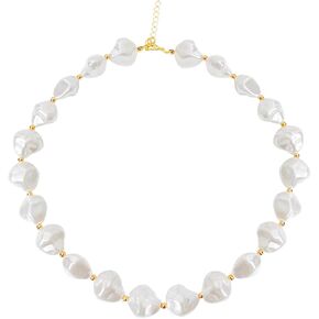 Baroque Pearl Necklace Chunky Pearl Necklace Freshwater Pearl Choker Necklace Dainty White Pearl Beaded Necklace Small Irregular Pearl Necklace Birthday Wedding Jewelry Presents for Women