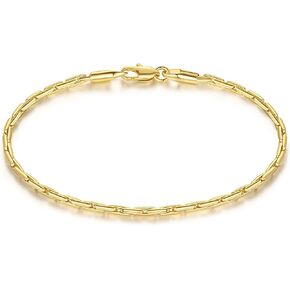 Gold Bracelets for Women 14K Gold Bracelet for Men Delicate Link Chain Bracelet for Women Available in 5 Sizes (6.5, 7, 7.5, 8, 8.5in)