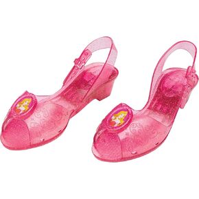 Aurora Jelly Shoes, Official Disney Princess Costume Shoes with Aurora Emblem, Kids Size 11/12 Medium