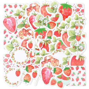90Pcs Mini Size Stickers for Scrapbooks, DIY Decoration Super Cute Strawberry Stickers for Laptop Scrapbook Suitcase Diary Notebooks Album (2 Pack x 45 PCS)
