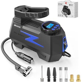 Tire Inflator Portable Air Compressor, DC 12V Tire Air Pump with LED and 150PSI Digital Pressure Gauge, Portable Tire Inflator for Car Tires, Motorcycles, Bike, Ball (Blue)