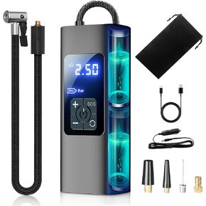 Tire Inflator Portable Air Compressor，Wired Cordless Tire Inflator 150 PSI with Air Pump for Car Tires 3X Extension Hose Adapter,2X Faster Portable Tire Inflator for Car,Motorcycle, Ball and Bikes