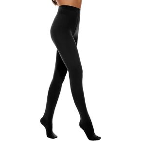 Opaque Black Tights for Women, 80D Solid Color Soft Tights, Control Top Microfiber Pantyhose for women