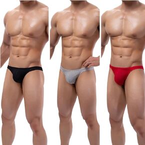 Men's Sexy Breathable Hollow-out Thong Low Waist Ice Silk Underwear 3 Pack