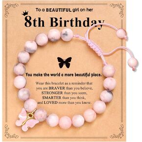 6-10 Year Old Birthday Natural Stone Butterfly Bracelet Gifts for Girls