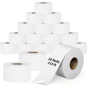 18 Rolls 2.28'' x 213 ft Permanent Adhesive Calculator Paper Rolls 58mm x 65m Linerless Labels for Zebra Digi Bizerba Electronic Scale Printer, Continuous Strip Direct Thermal weigh Scales Labels
