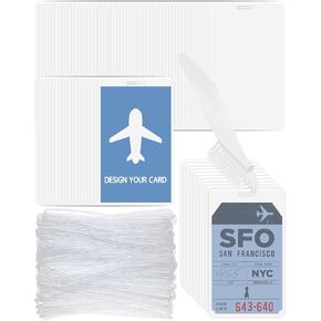 120 Pack 5 Mil Laminating Pouches with 120 Pcs Loops, Clear Luggage Tags, Bag Tags, Id Card Laminating Pouches for Traveling and Bussiness, 4.2 x 2.5 Inches