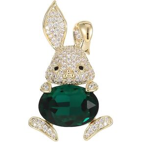 14K Gold Handmade Zodiac Rabbit Brooch with Moissanite - Cute Bunny Cheongsam Pin and Shawl Buckle, Ideal Gift for Her, Birth Year Special Accessory