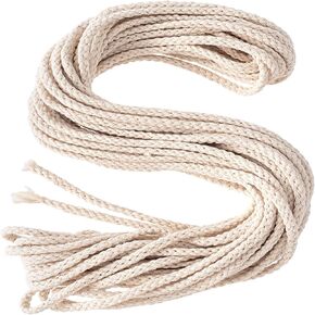 65.6 Ft 1/8" Round Oil Lamp Wicks, Braided Cotton Lamp Wick Burner Replacement for Rock Candle Kerosene Alcohol Oil Lamp Lantern Torches