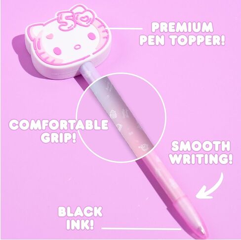 Hello Kitty 50th Anniversary Pink Novelty Pen by STMT, Limited Edition Hello Kitty Pen, Cute School Supplies, Exclusive Sanrio Accessories, Kawaii Stationery, Sanrio Pens, Hello Kitty Merch in Saudi Arabia