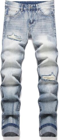 AITITIA Men's Ripped Regular Fit Straight Leg Jean in Kuwait